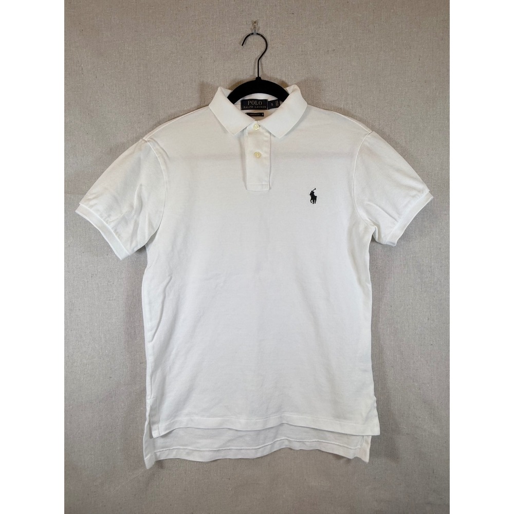 Polo Ralph Lauren Mens White Custom Fit Short Sleeve Pique Polo Shirt Small